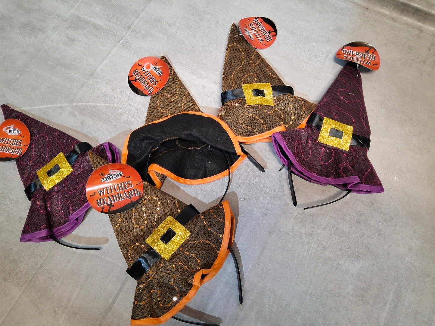 Bundle of 5 Witches Hat Headbands – 2 Purple & 3 Orange – NWT Halloween Costume Accessories