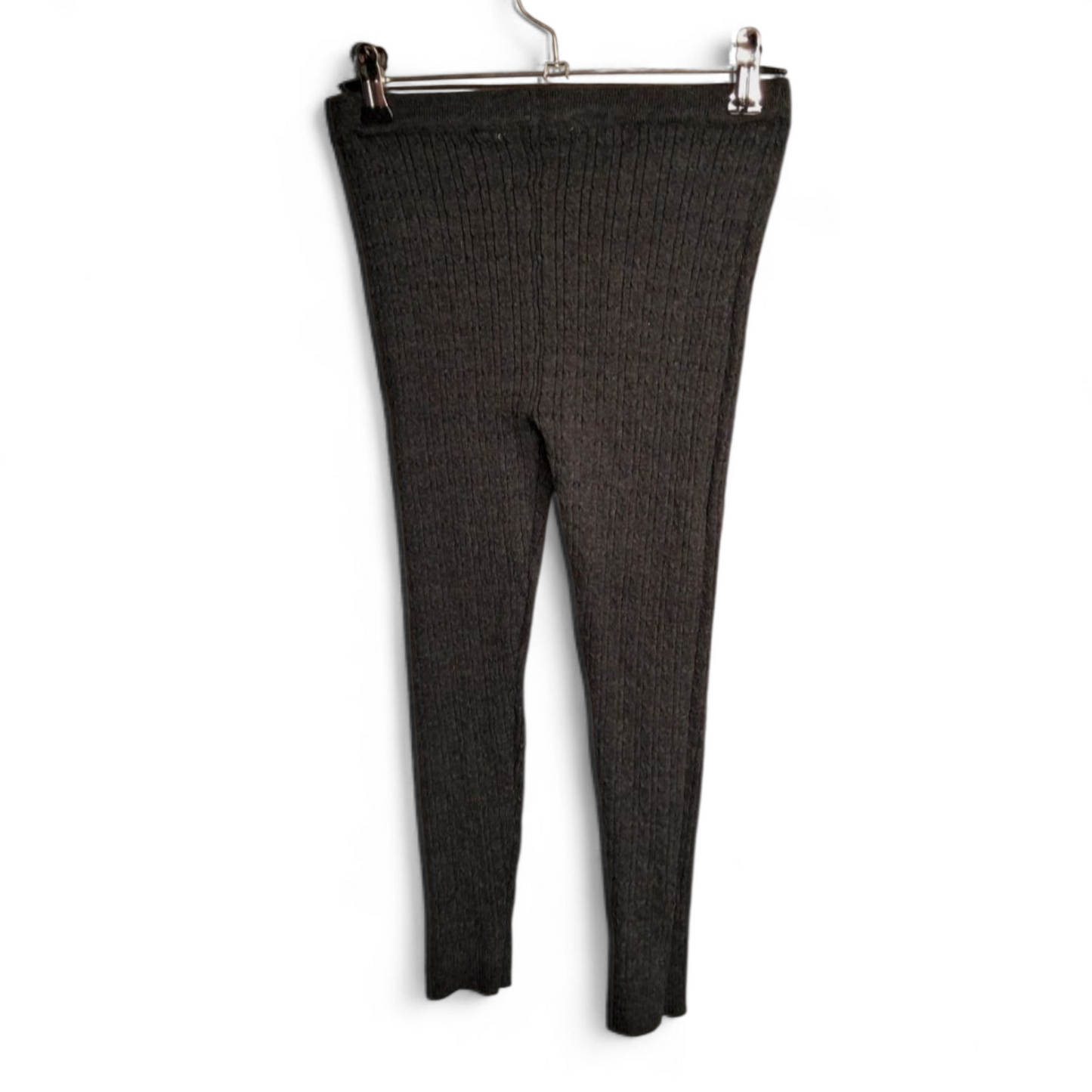 YD Grey Knit Leggings – Girls 8-9 Years – Cotton Blend Ribbed Trousers