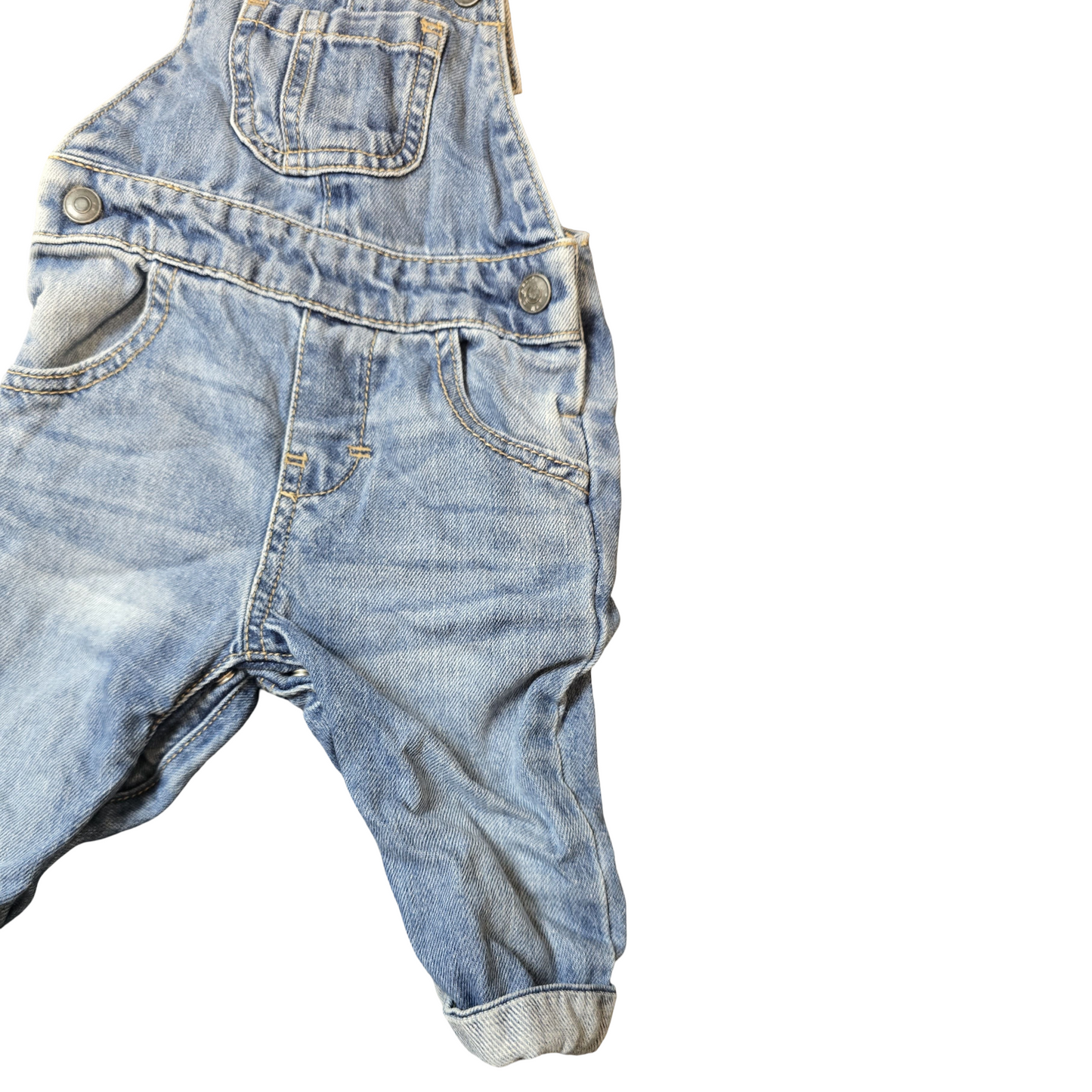 F&F Denim Blue Dungarees – Boys 3–6 Months – 100% Cotton