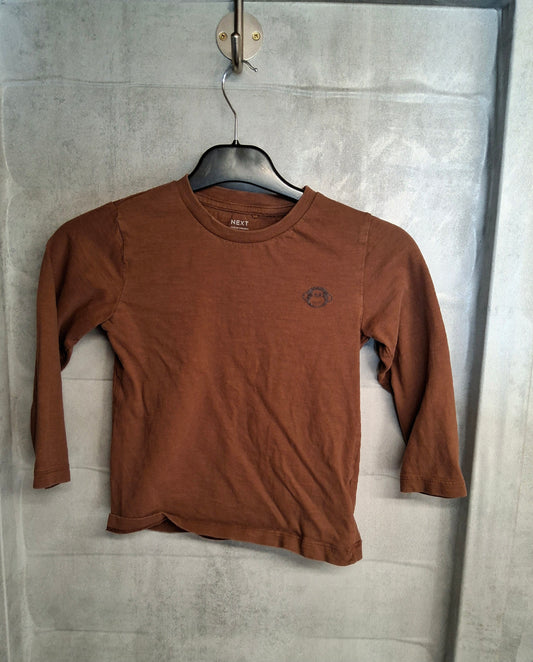 Next Boys Brown Long Sleeve T-Shirt – Age 4-5 Years – 100% Cotton