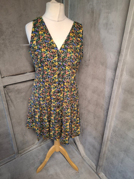 Next Floral Button-Front Dress – Size 12 – Linen Blend – NWT
