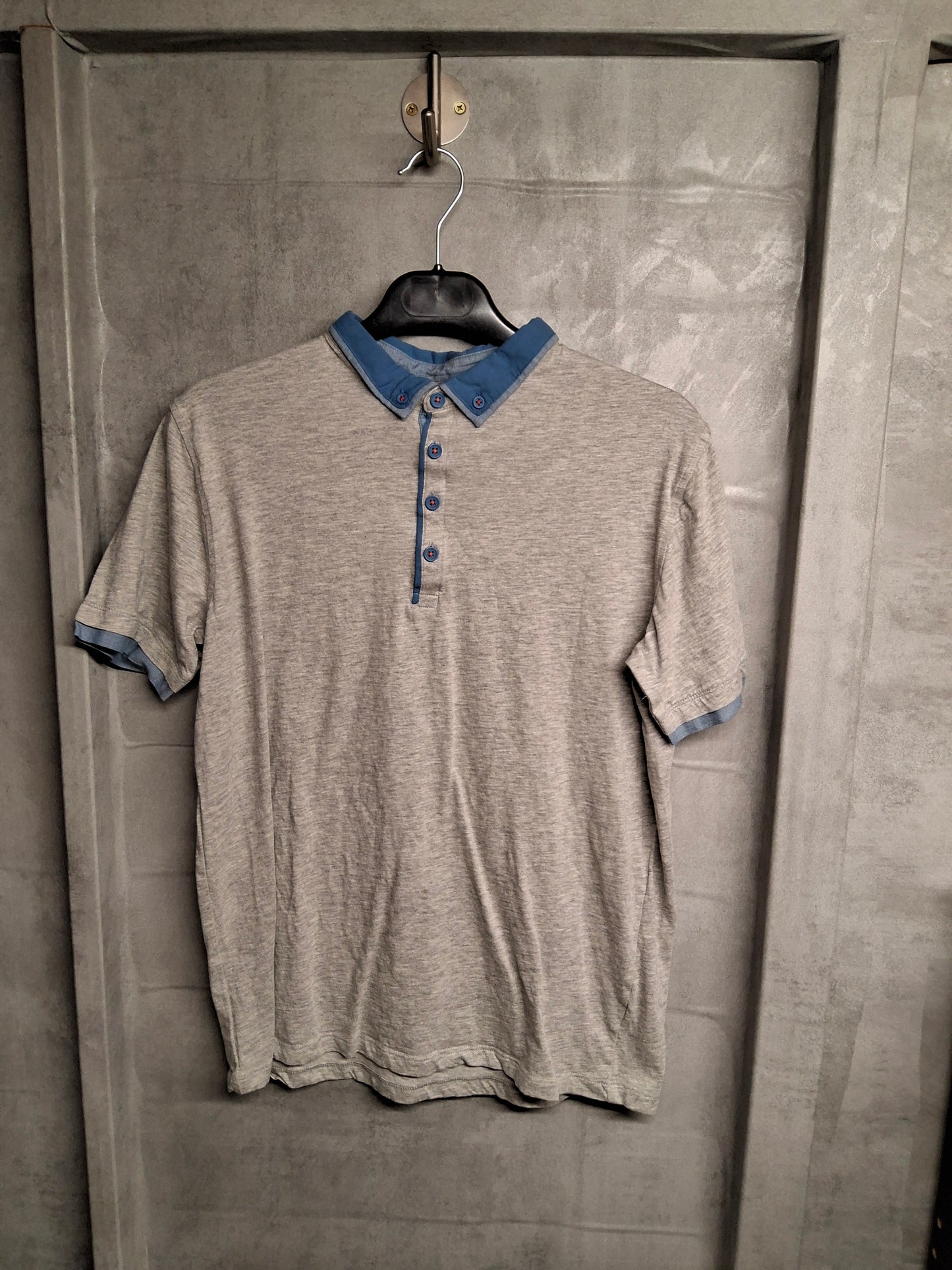 BHS Boys Grey & Blue Polo Shirt – Age 14-15 Years – 100% Cotton