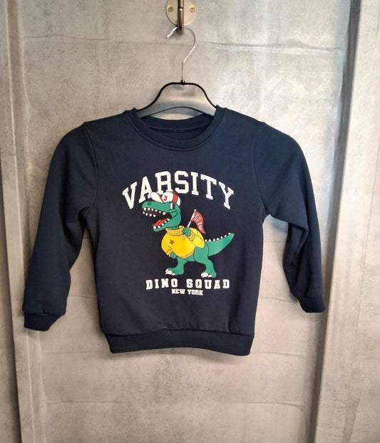 Primark Boys Black Dino Varsity Jumper – Age 5-6 Years – Cotton Polyester