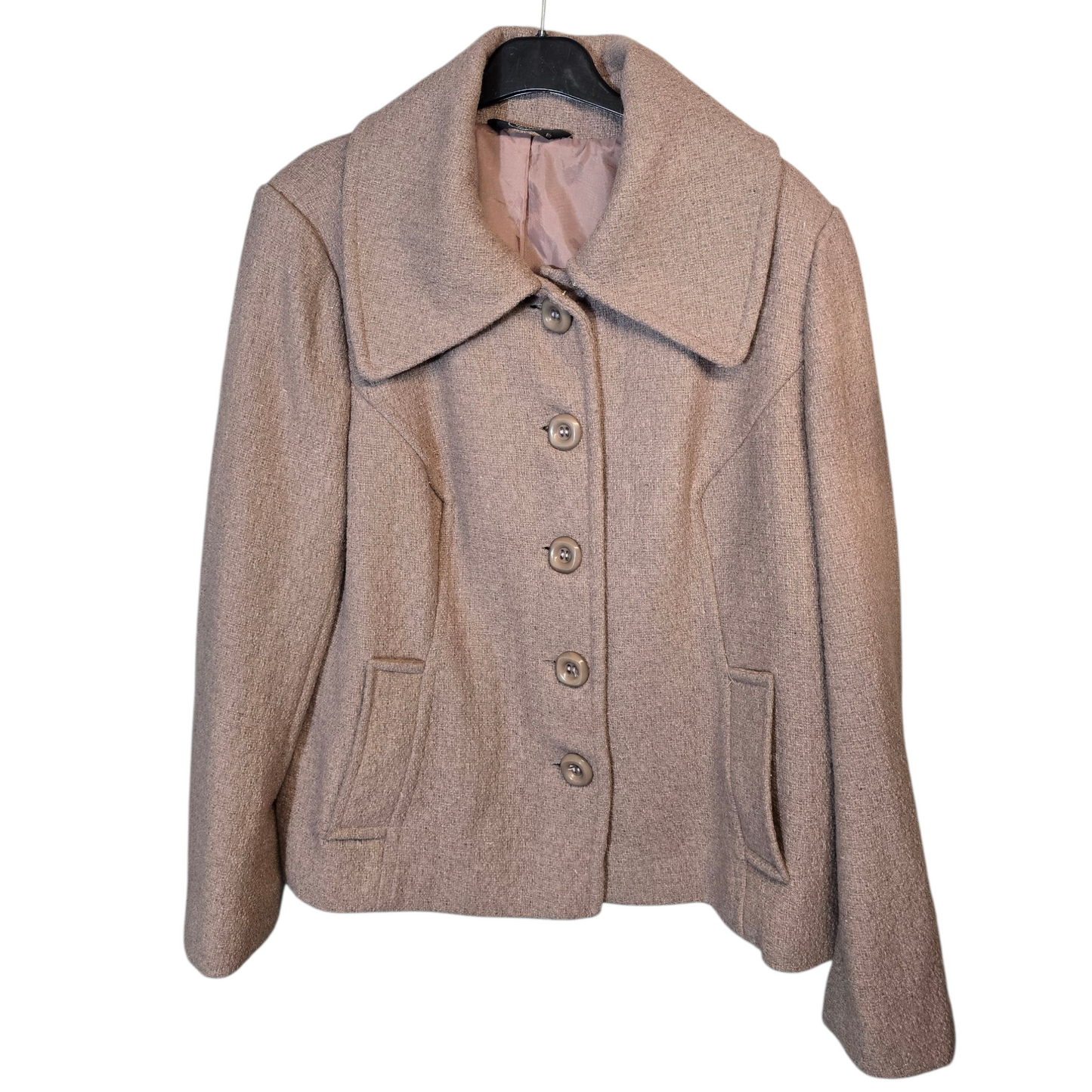 BM Beige Textured Peacoat – Size 18 (Mid Length)