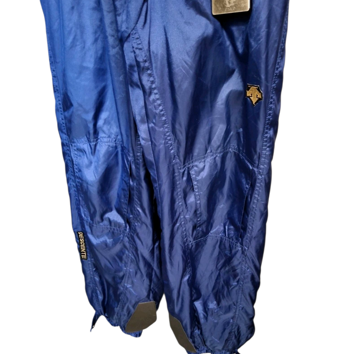 Descente Men’s Blue Ski Trousers – Belted, Cuffed Bottoms, Size W28” L41” – Polyamide