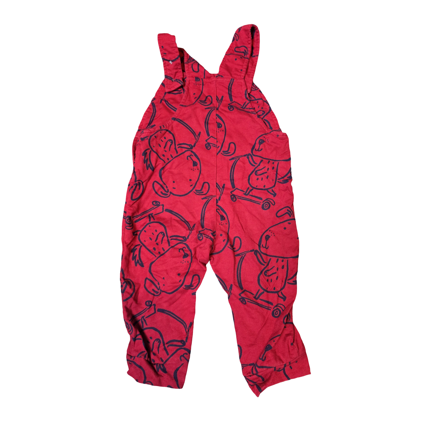 Studio Boys Red Dungarees – 9–12 Months – 100% Cotton