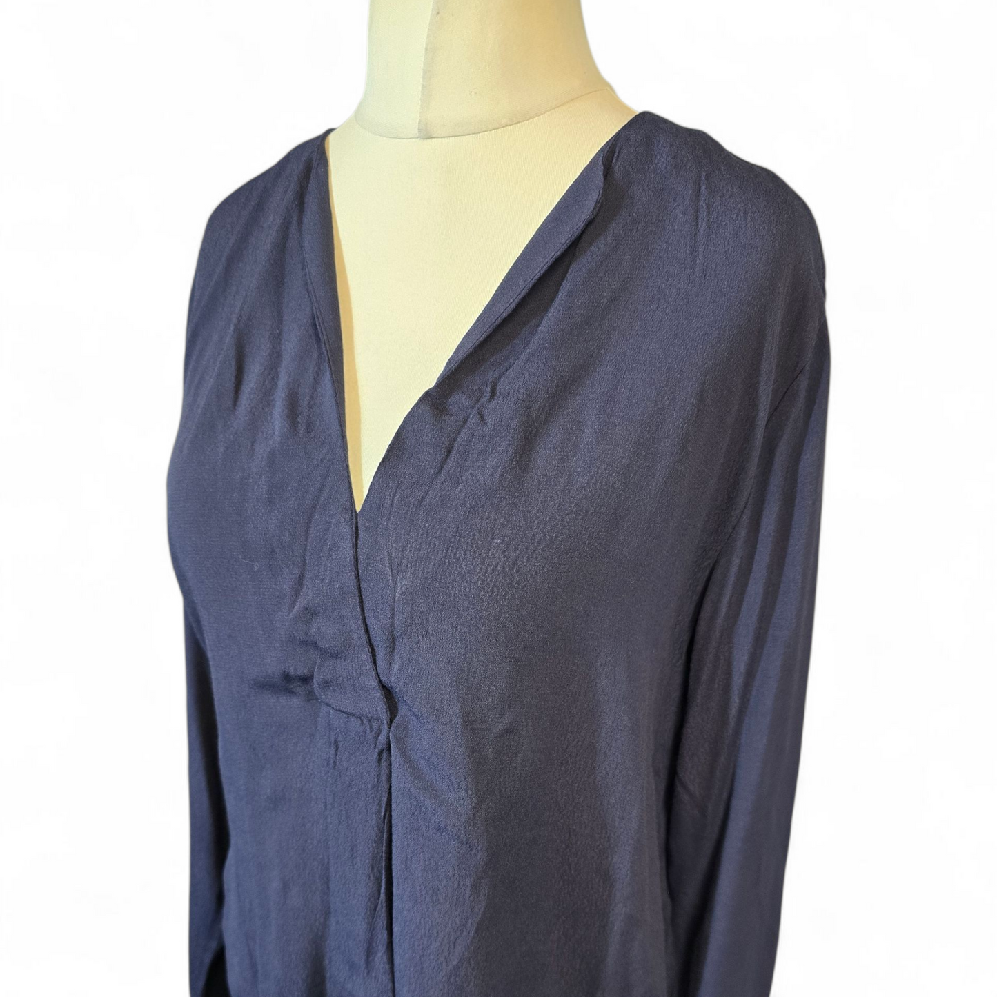 Warehouse Navy Long Sleeve Blouse – Size 12 – V-Neck