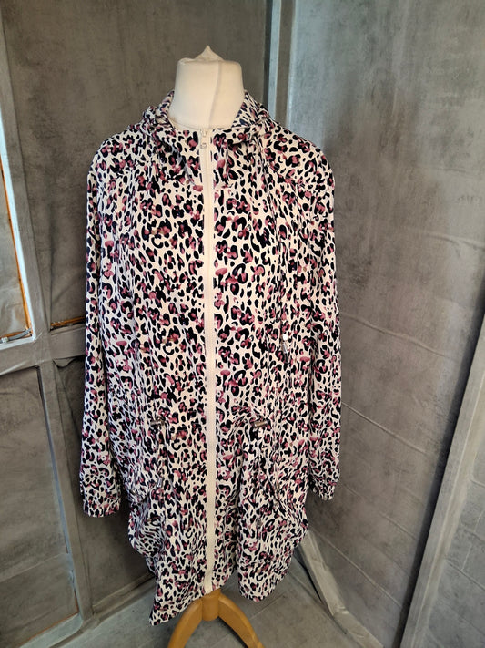 Matalan Pink, Navy & White Animal Print Lightweight Rain Coat – Size 18
