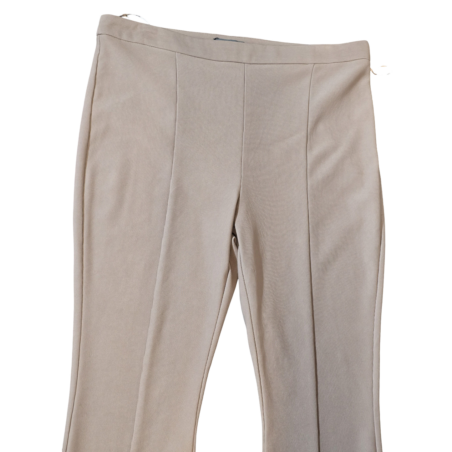 Primark Camel Ribbed Flared Leggings – Size 20 – High Waisted with Side Zip & Slit Hem