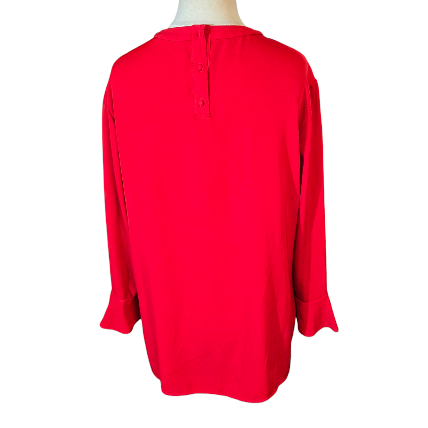 Next Red Longline Blouse – Size 18 – Flared Cuffs & Button Back