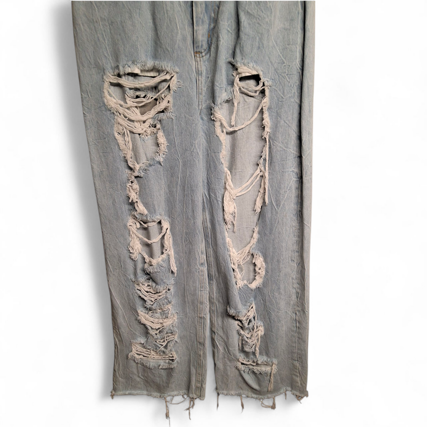 ASOS Light Blue Distressed Wide-Leg Jeans – Size 6/8 – 90s Grunge Cool