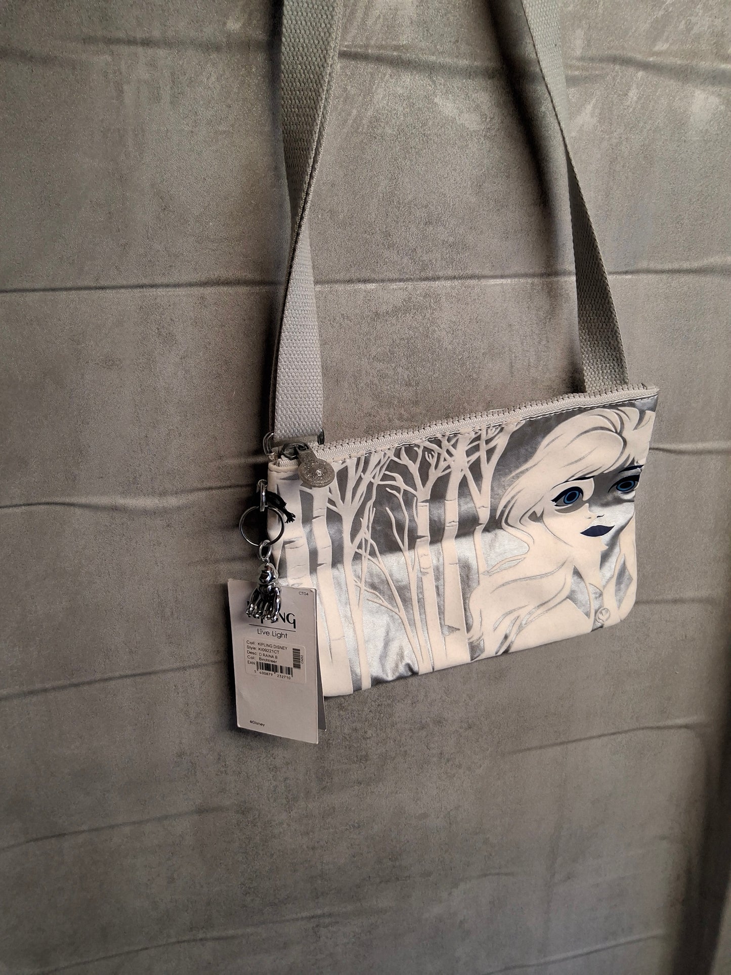 Kipling Frozen 2 Silver Shoulder Bag – Kids, Zip Close, Charm, New with Tags, 9"x7"