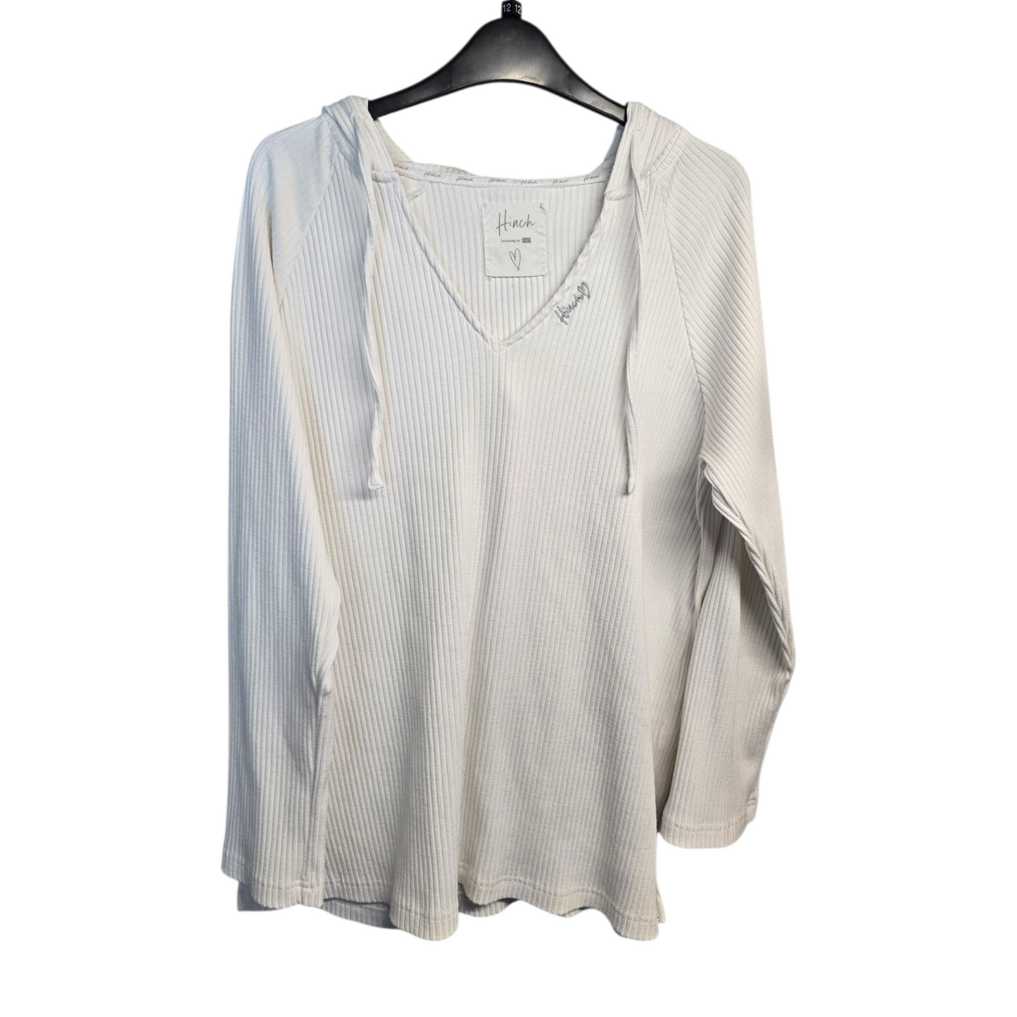 F&F Mrs Hinch White Ribbed Lightweight Hoodie – Size 12/14