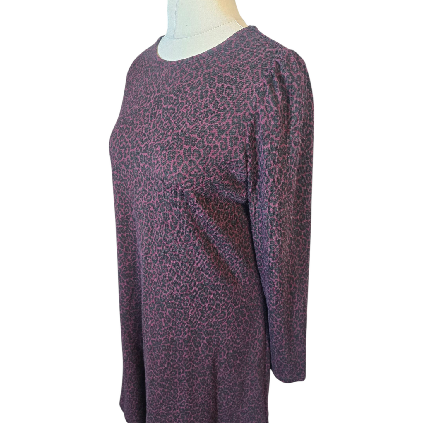 George Purple & Black Animal Print Jumper Dress – Size 12