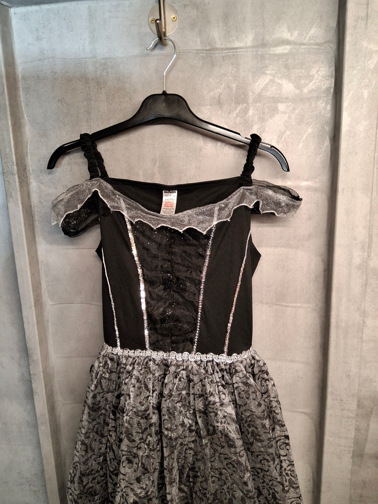Girls Black & Silver Halloween Dress – Size 13–14 Years