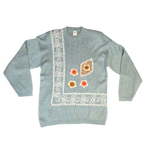 Nermin Jumper Turquoise Knit Shoulder Pads Vintage 80s-90s 