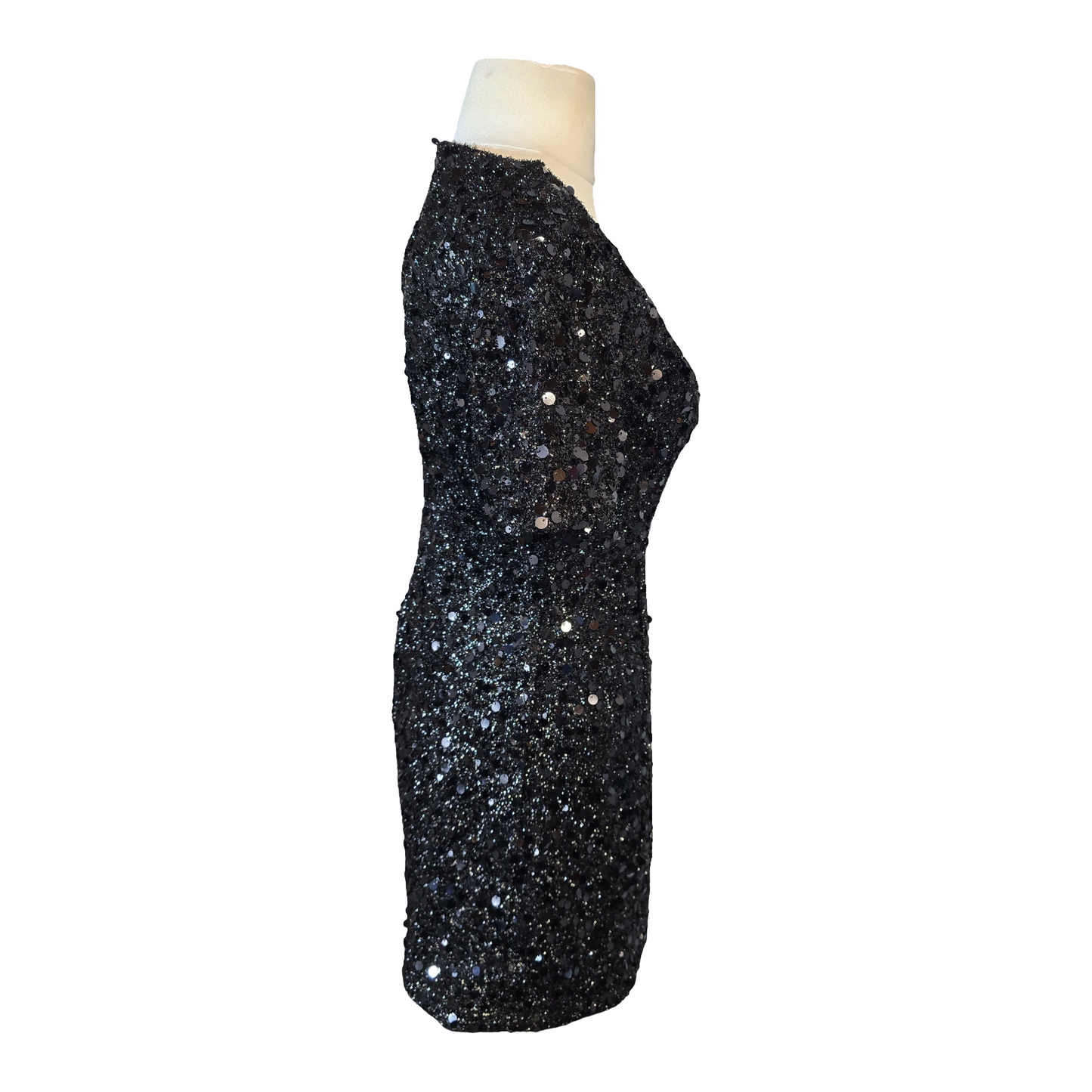 Warehouse Black Sequin Mini Dress – Size 10