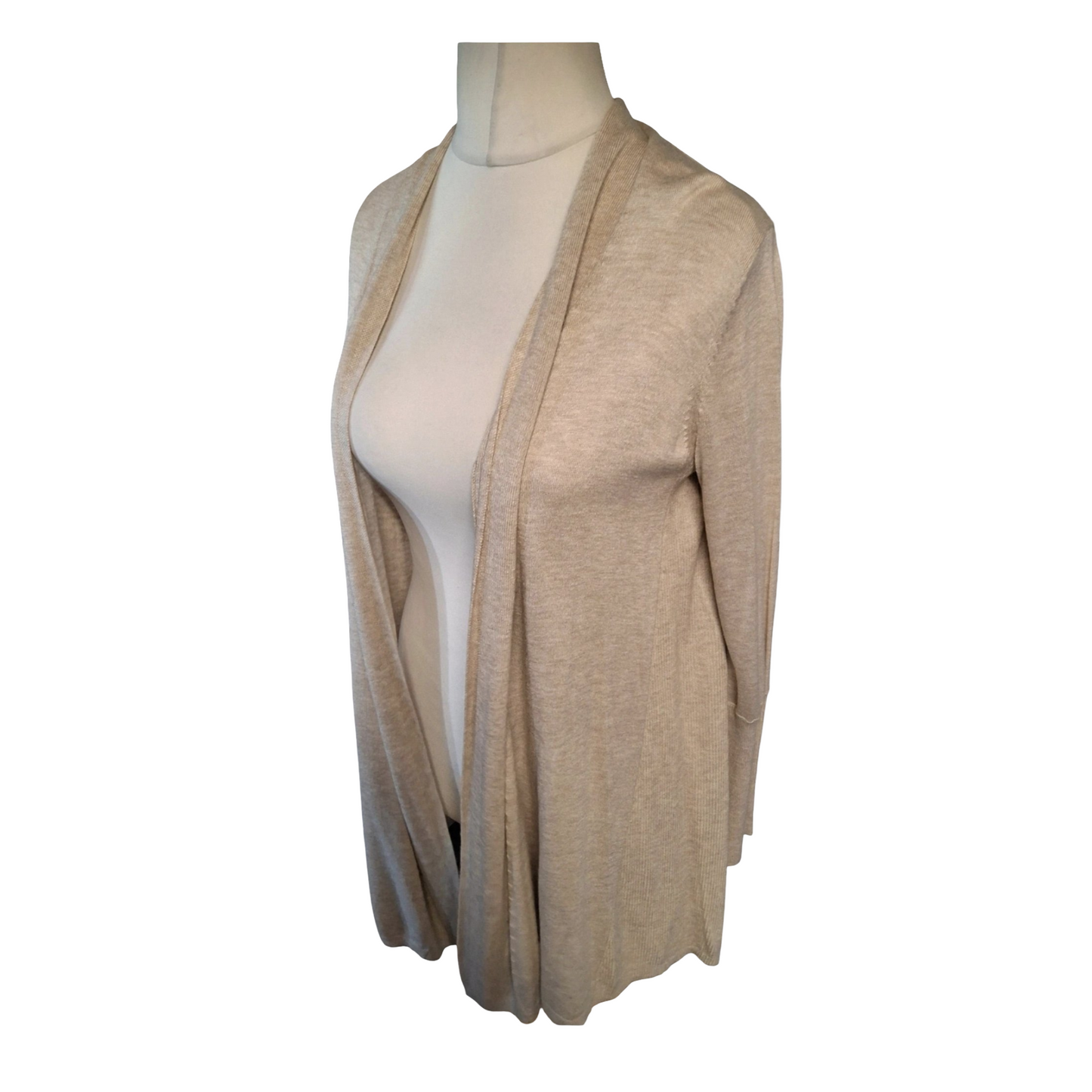 Marks & Spencer Cream Open Front Midi Cardigan – Size M (UK size 10–14) – Layering Essential
