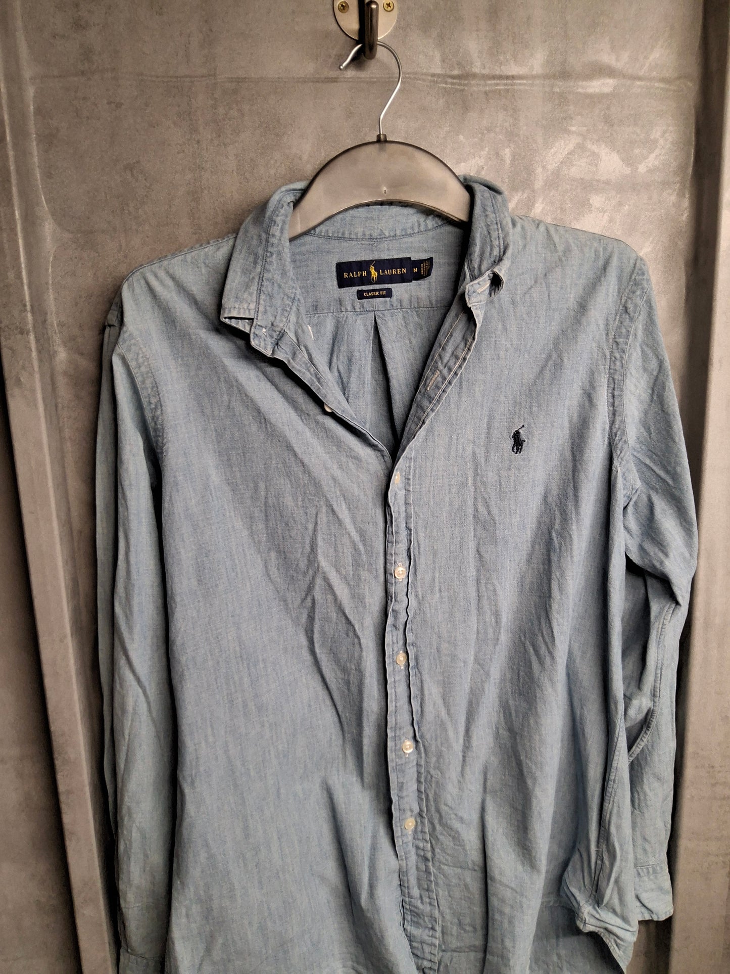 Ralph Lauren Men’s Denim Blue Shirt – Long Sleeve – Classic Fit – 100% Cotton – Size M
