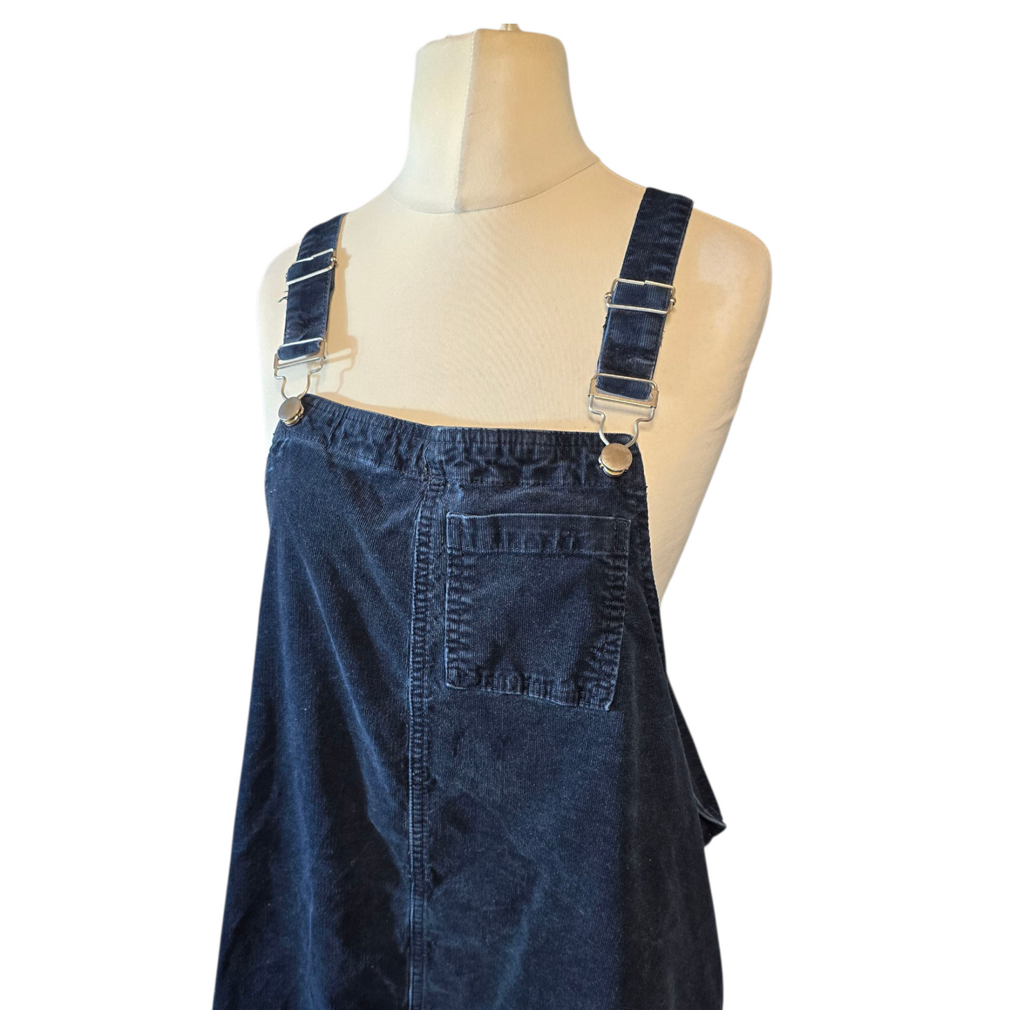 Tu Navy Cord Pinafore Dress – Size 20 – 100% Cotton – Front Pocket – Casual Layering