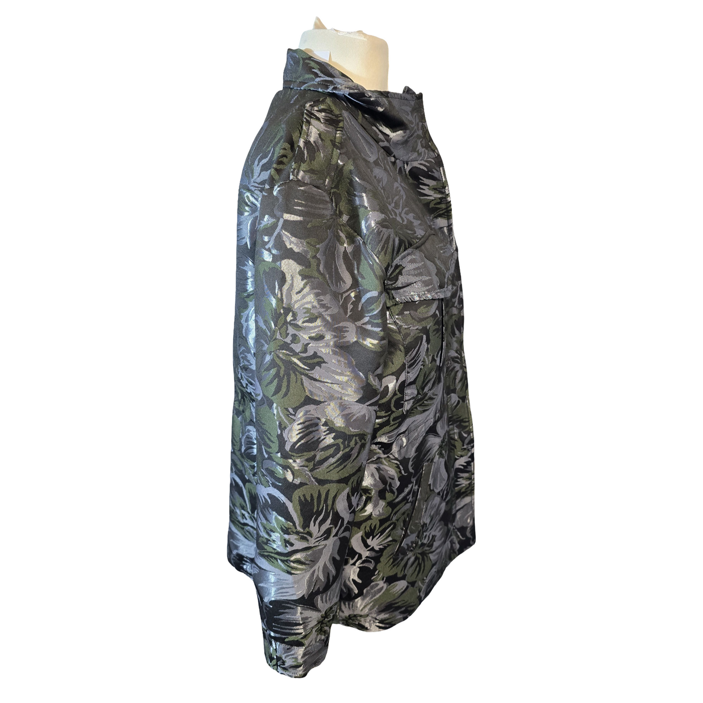 Next Metallic Floral Coat – Black, Silver & Green – Size 12