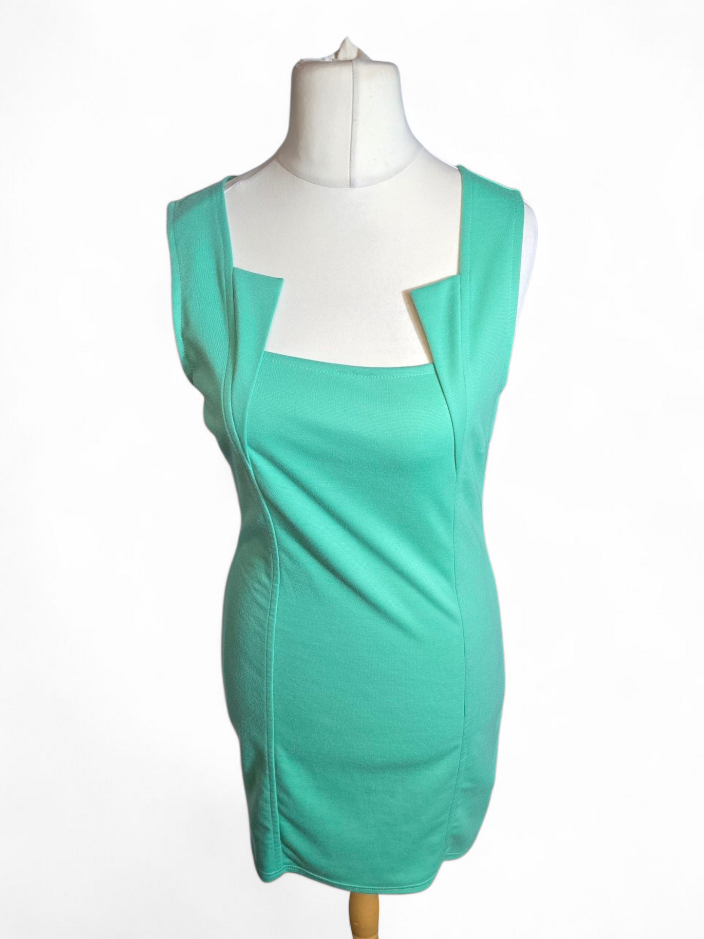 Mandi Bodycon Dress – Square Neckline, Sleeveless, Knee Length, 100% Polyester, Flattering Fit