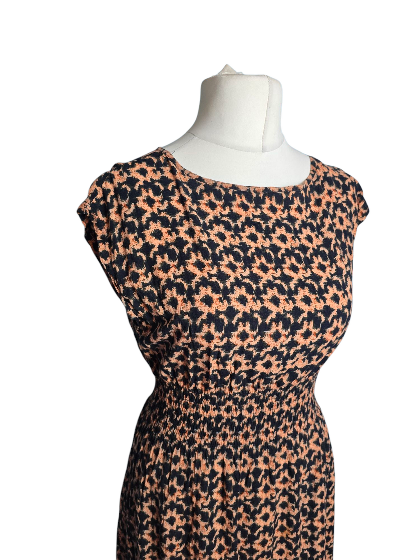 AX Paris Brown & Black Mini Dress Size 14 – Elasticated Waist, Short Sleeves