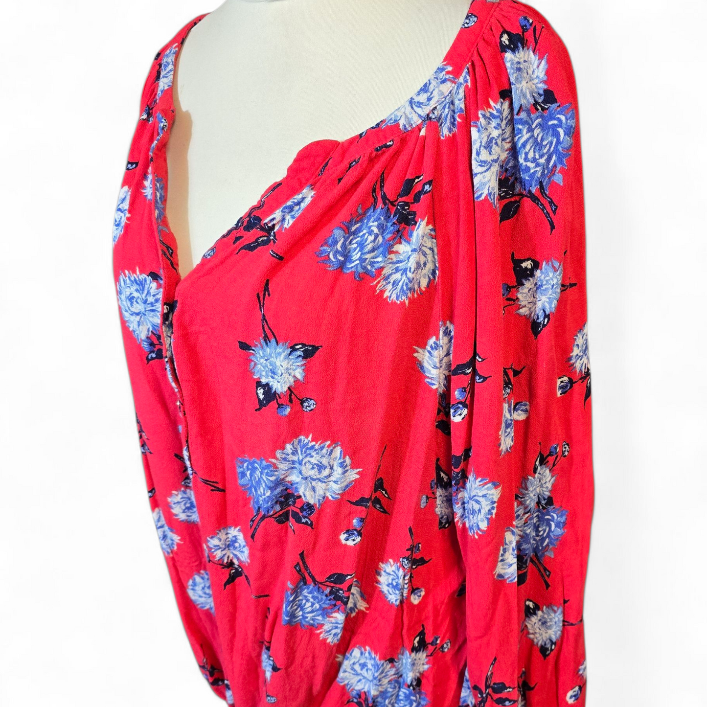 George Red & Blue Floral Blouse – Size 20 Relaxed Fit