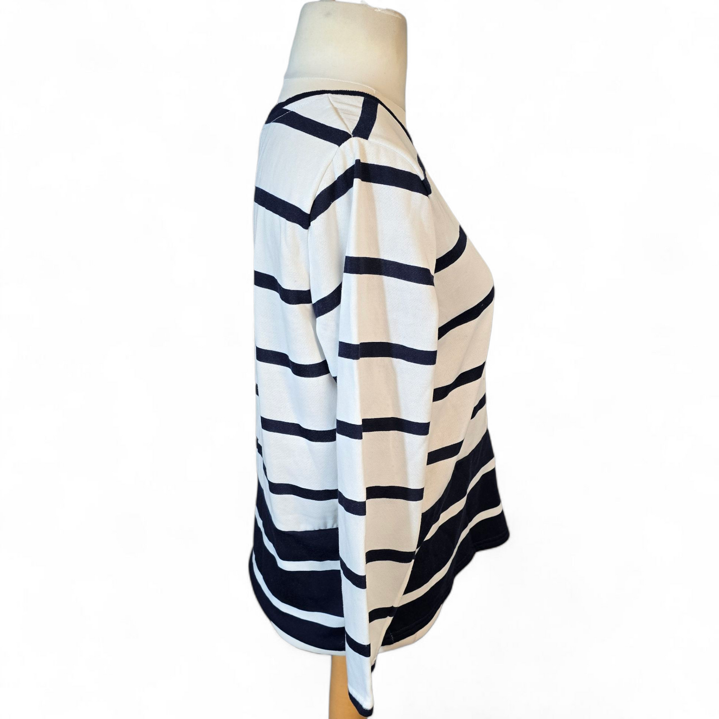Bonmarché White & Navy Striped Lightweight Jumper – Size 14