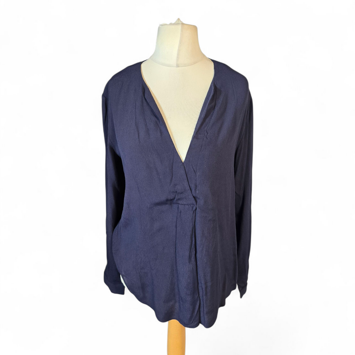Warehouse Navy Long Sleeve Blouse – Size 12 – V-Neck