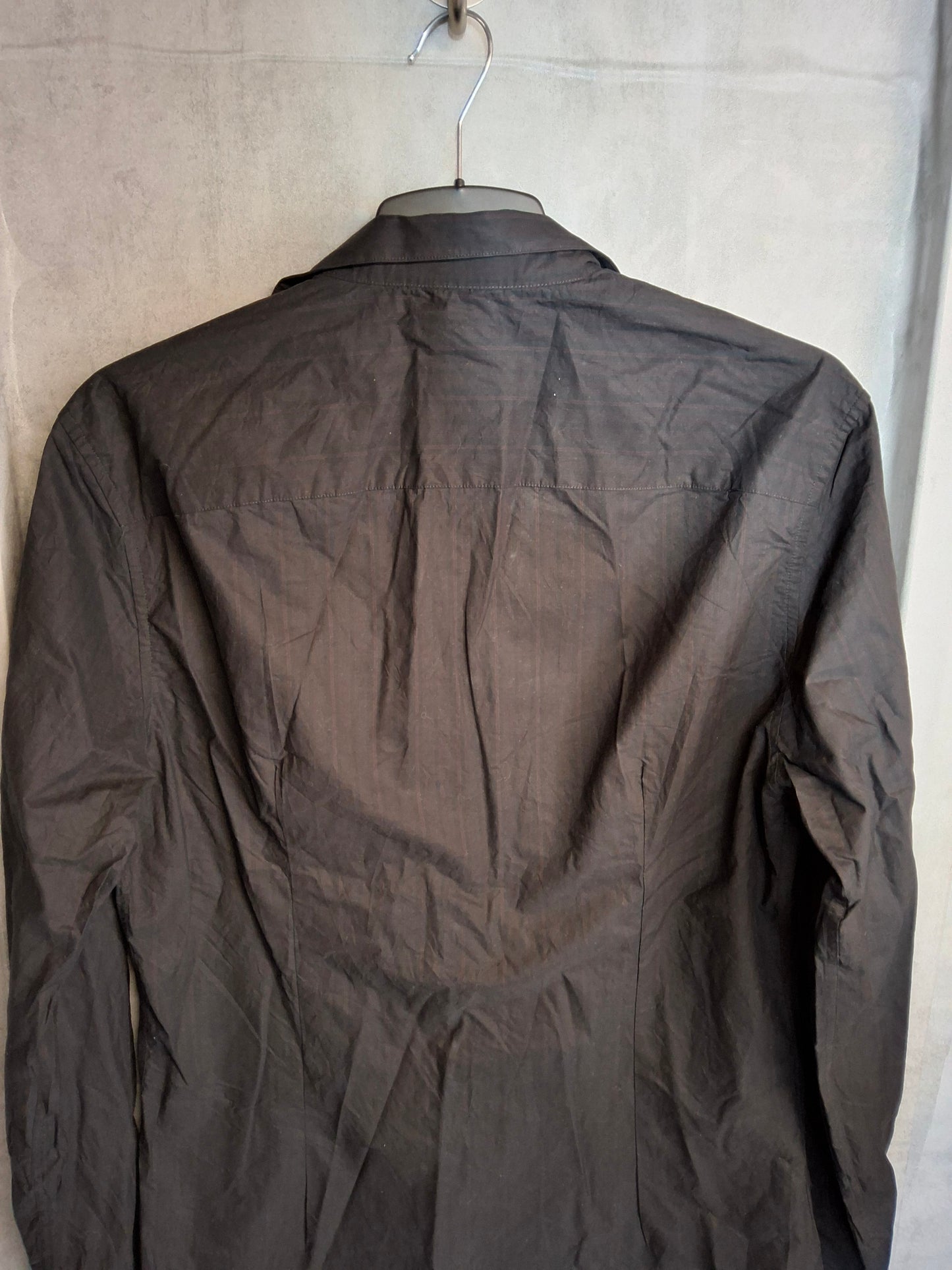 Calvin Klein Black & Burgundy Pinstripe Slim Fit Shirt – Men’s XL – 100% Cotton