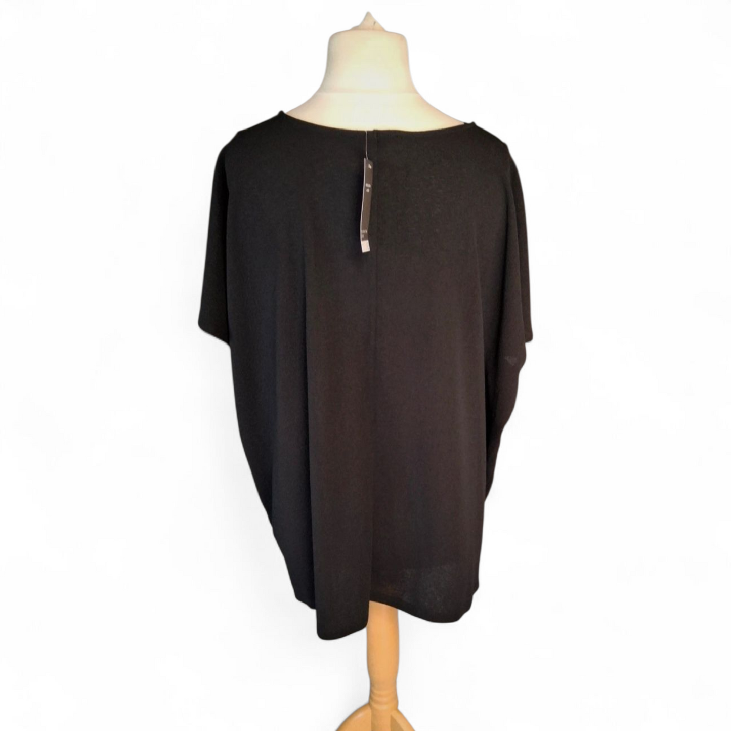 Matalan Curve Black Button-Detail Top – Size 24 – NWT RRP £15