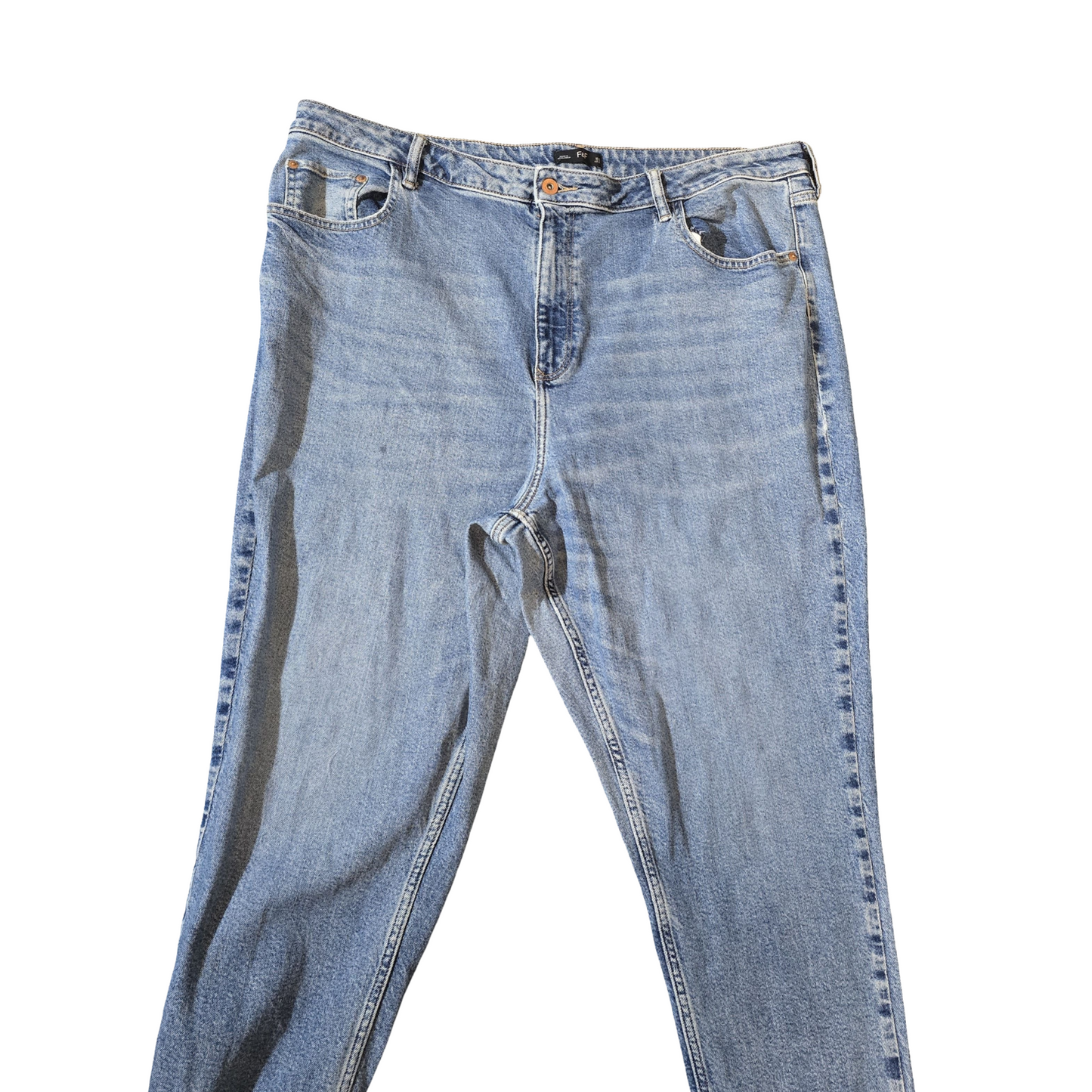 F&F Blue Denim Slim Leg Jeans – Size 22 – High Waist – Cotton Blend – Classic Fit