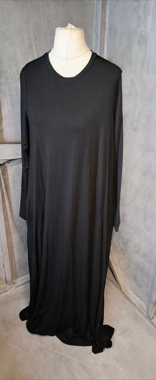 Next Black Long Sleeve Maxi Dress – Oversized Stretch Modal – Size 12 – NWT