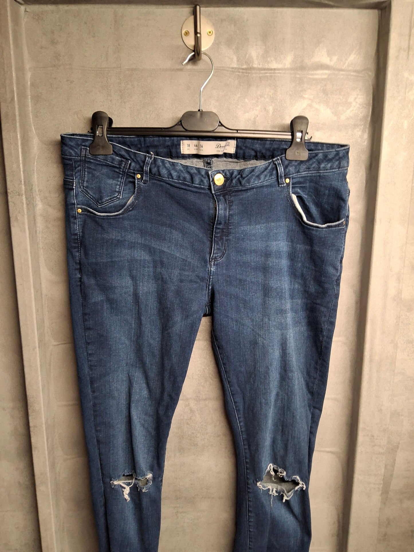 Primark Blue Ripped Skinny Jeans – Size 18