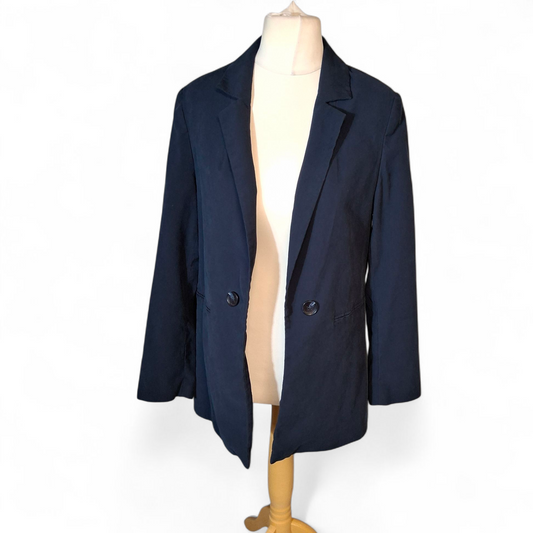 F&F Navy Blue Blazer – UK 10 – Slight Oversized Fit – Lined