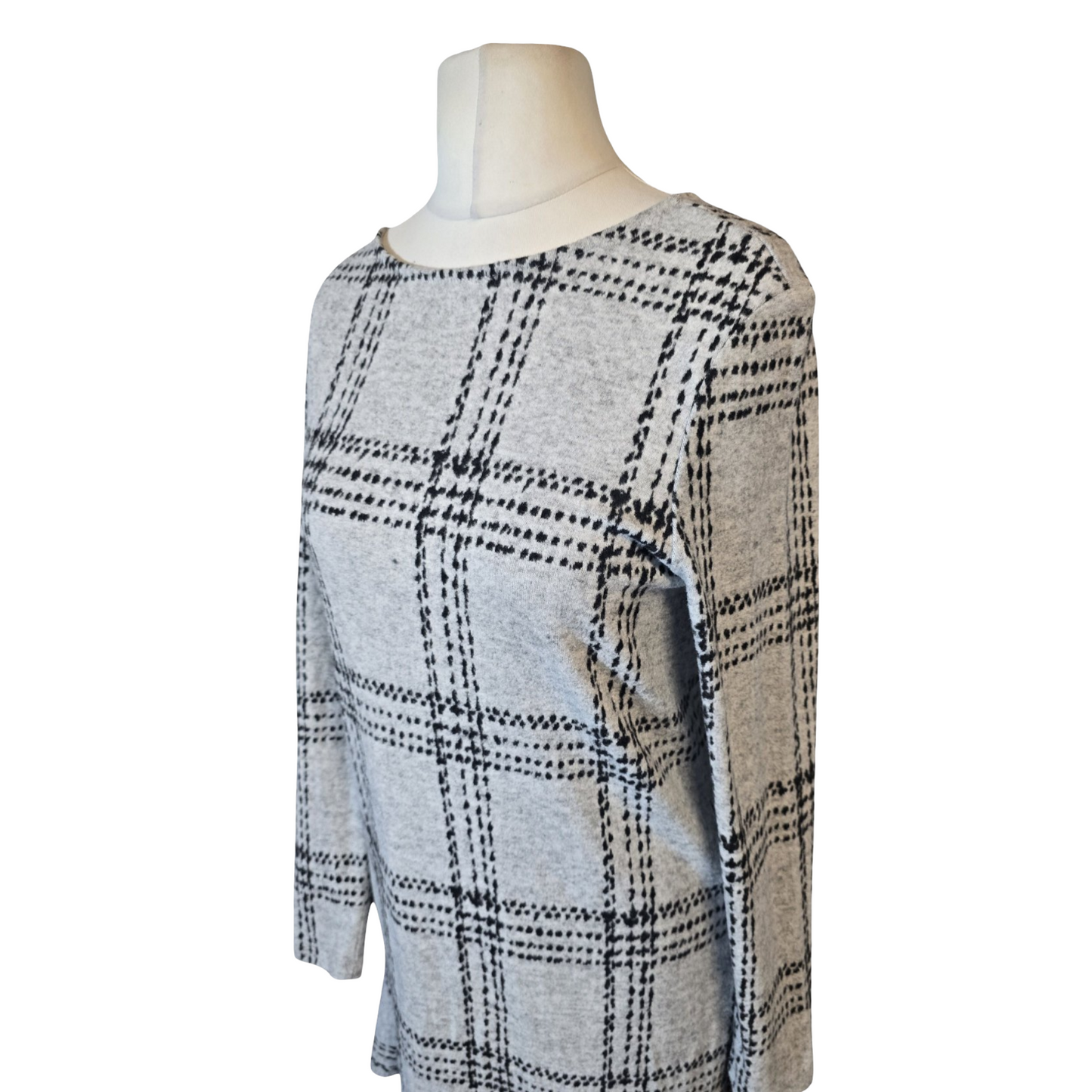 Next Soft Fleece Knit Checked Dress – Long Sleeve – Size 12