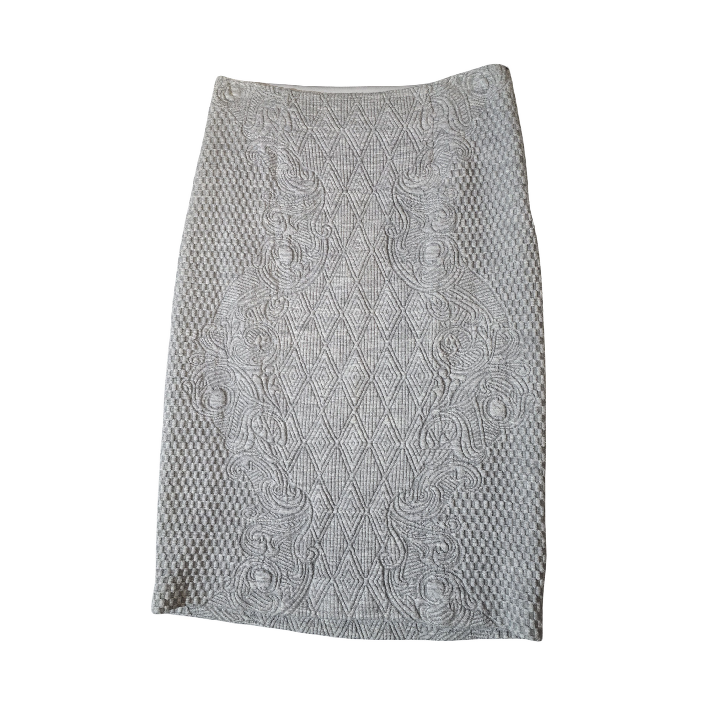 Laura Ashley Grey Knitted Skirt | Size 10 | Lined | Wool Blend