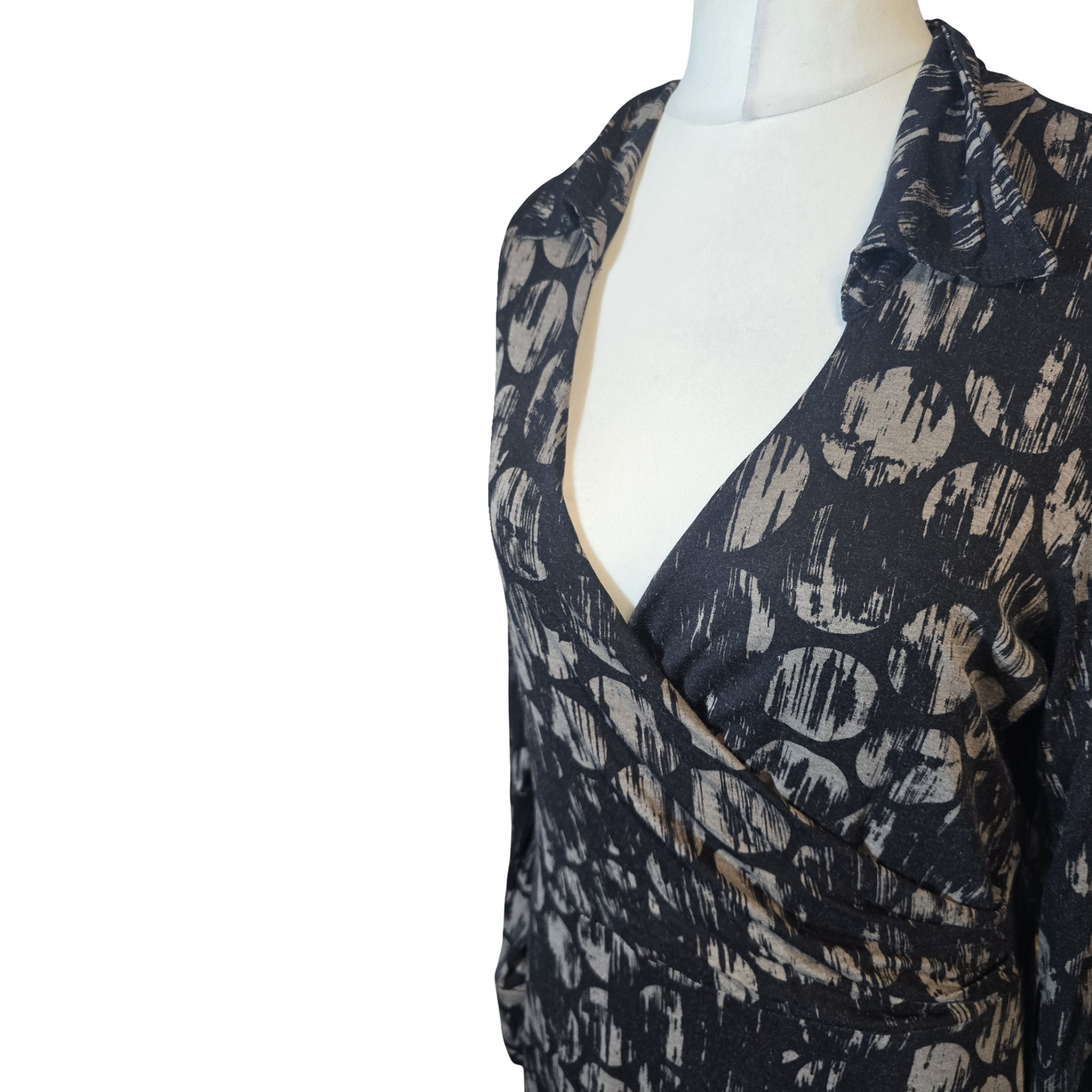 Artigiano Black & Brown Patterned Midi Dress – Size 14