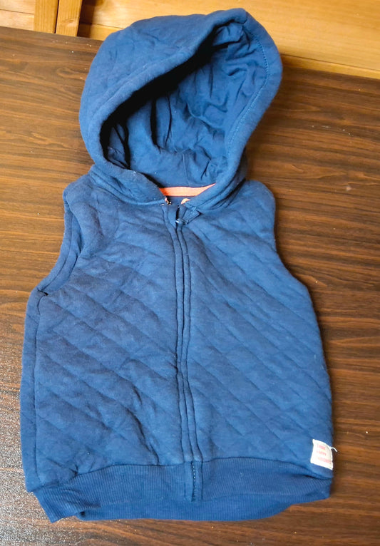 F&F Navy Padded Gilet – Boys 6–9 Months – Cotton & Polyester – Hooded Zip Up