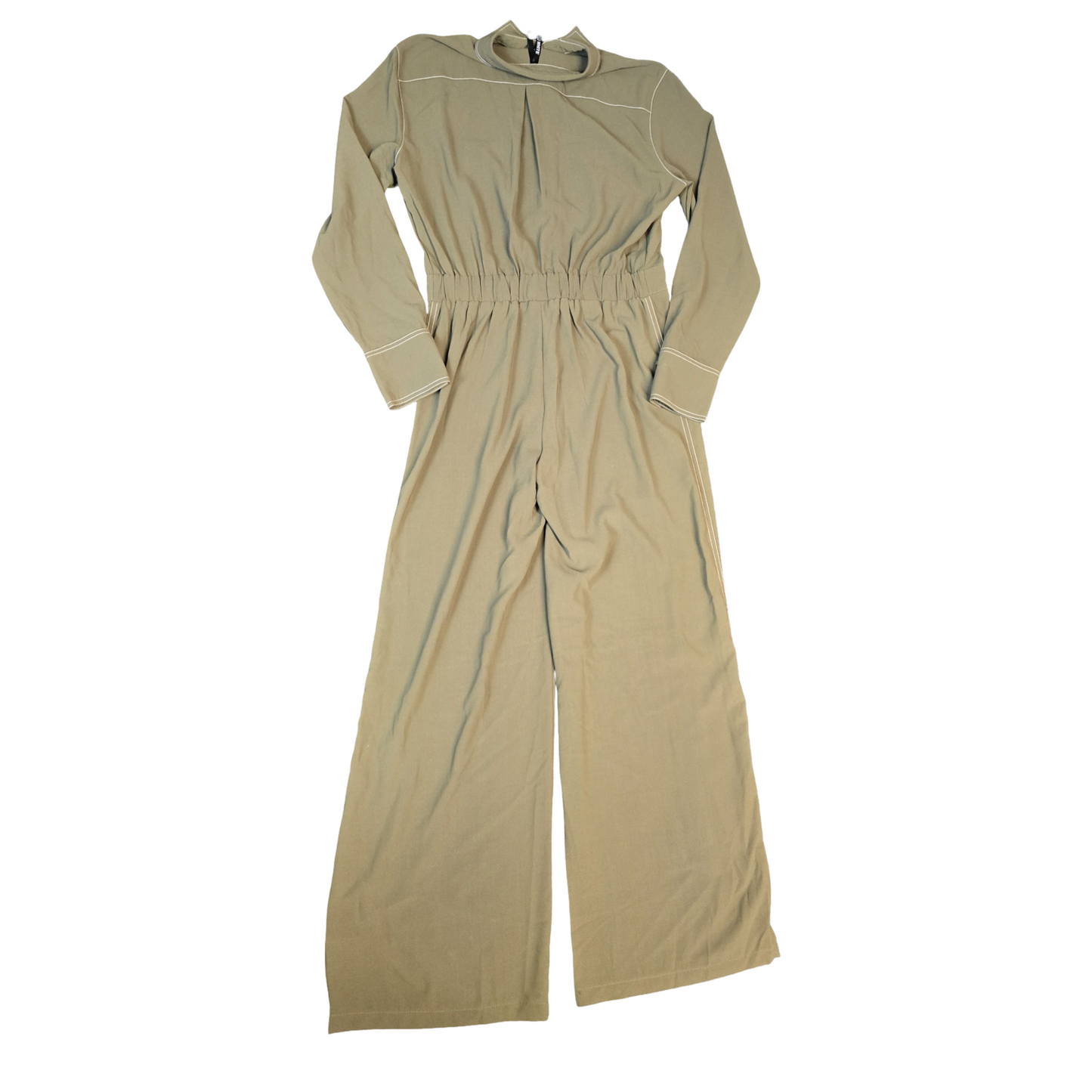 Elli White Jumpsuit Khaki Green Size 12 Utility Flared Weekend Causal