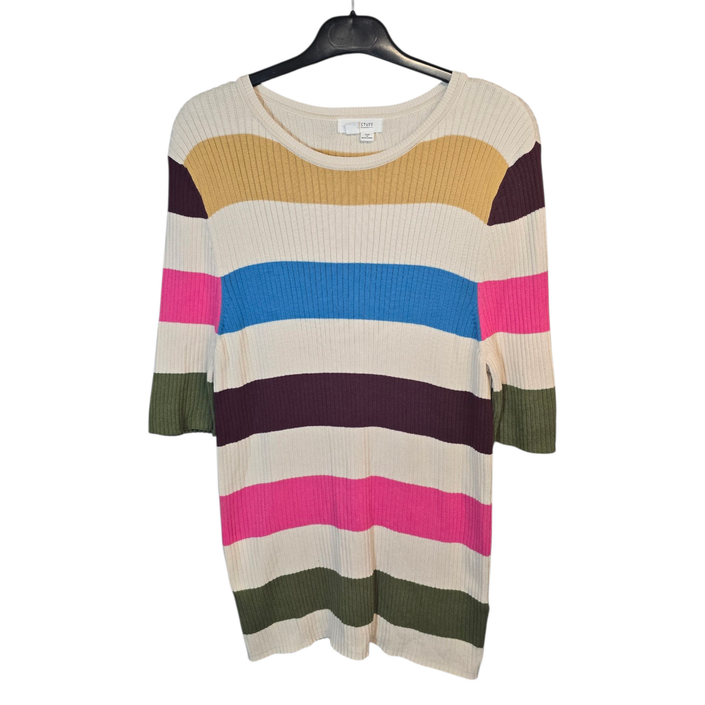 White Stuff Multicoloured Striped Lightweight Jumper – Size 18 – 100% Cotton