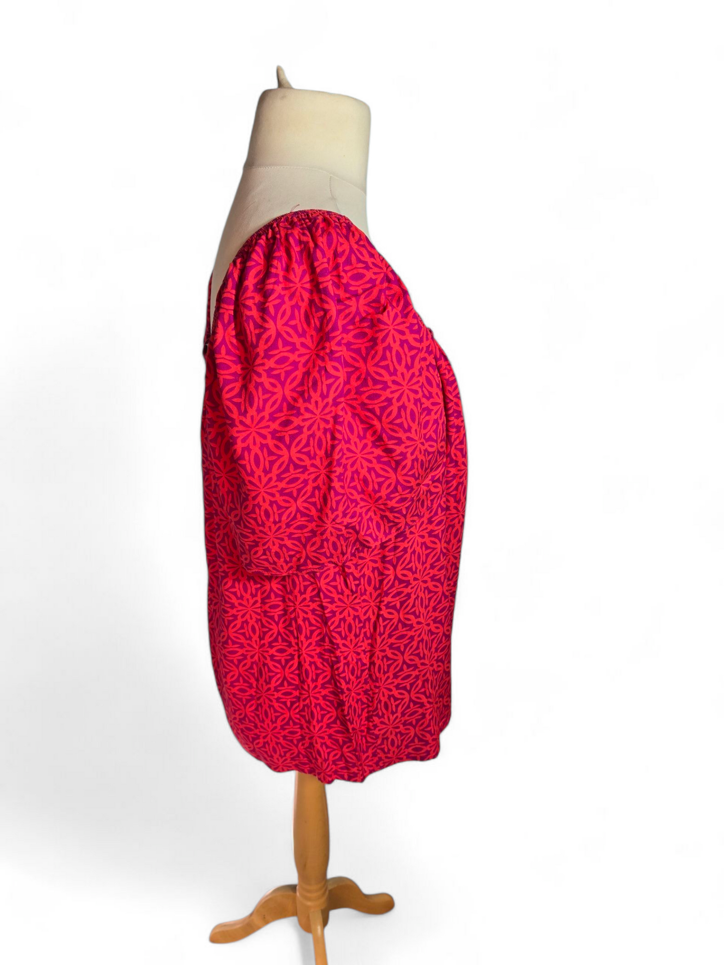 Matalan Purple & Red Flared Top | Size 16 UK | Elastic Neck & Bow | NWT