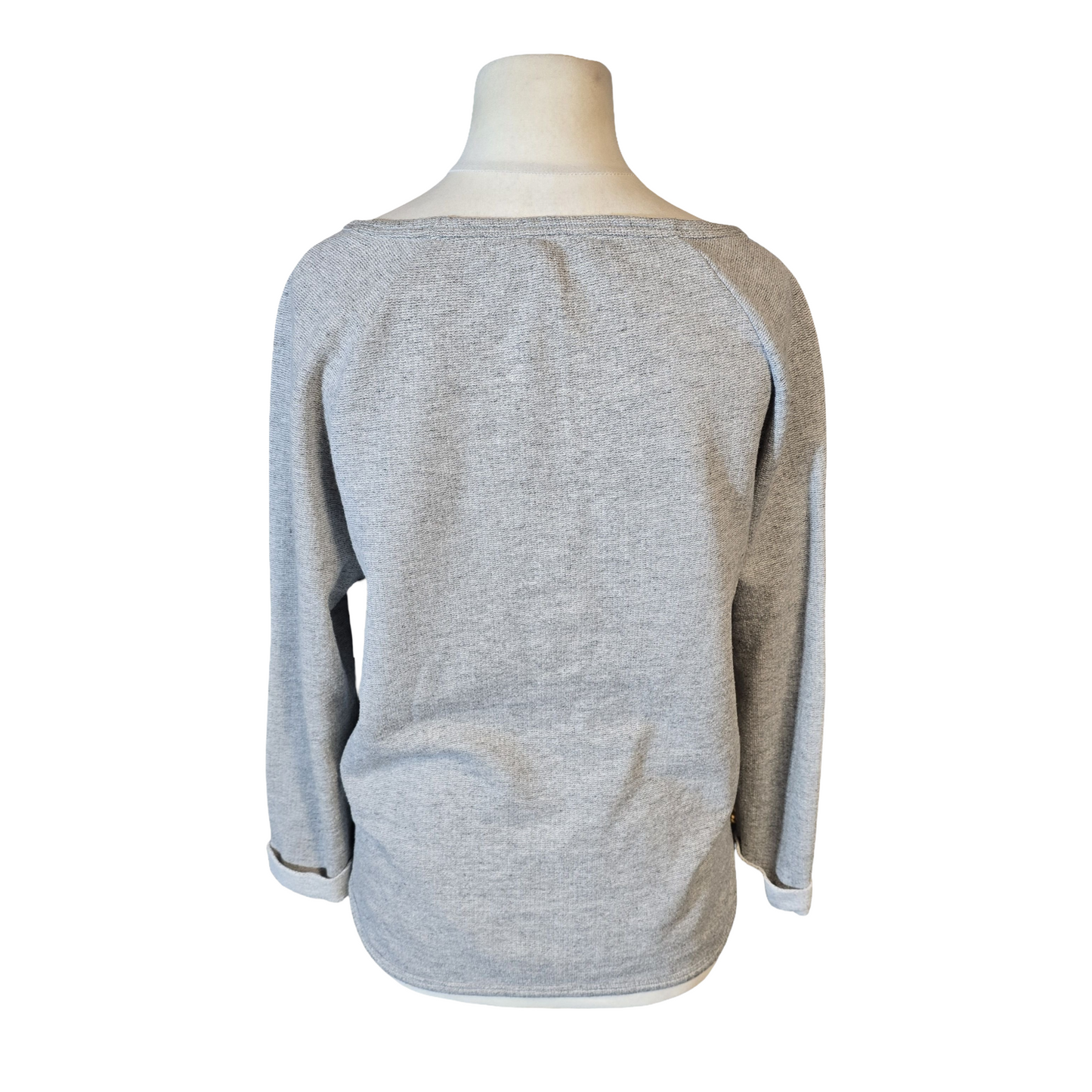 Mint Velvet Grey Lightweight Jumper – Size 12 – 3/4 Sleeves & Zip Pockets