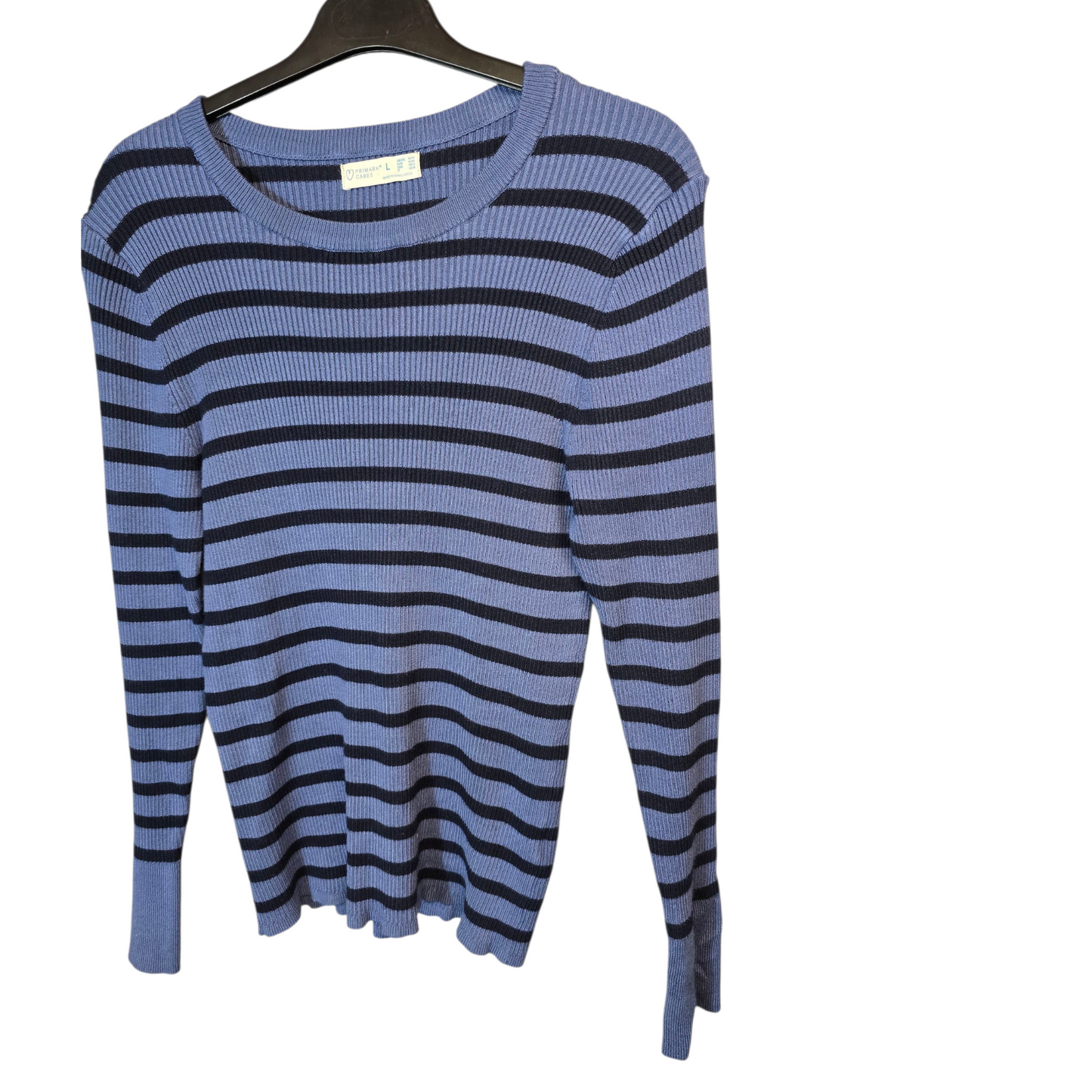Primark Blue & Navy Striped Ribbed Jumper – Size 14/16