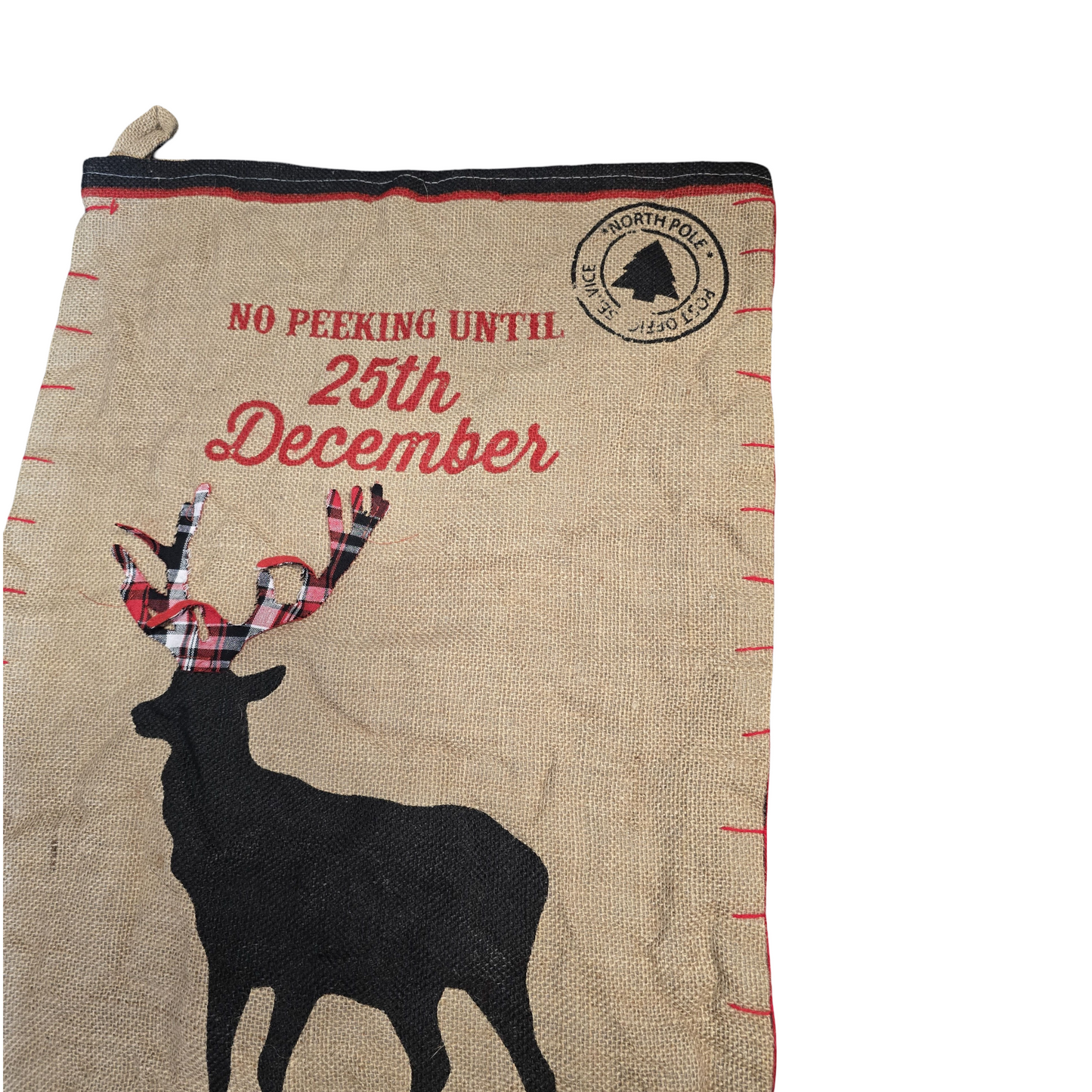 Christmas Hessian Gift Sack – Reindeer Print – W19” x L26.5”