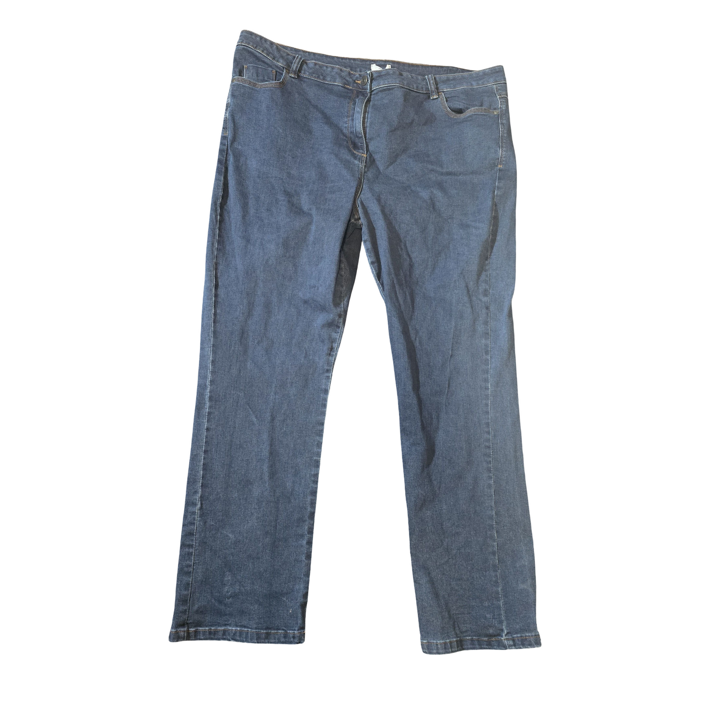 M&Co Blue Straight Leg Jeans – Size 22 Regular – Comfy Cotton Blend Denim