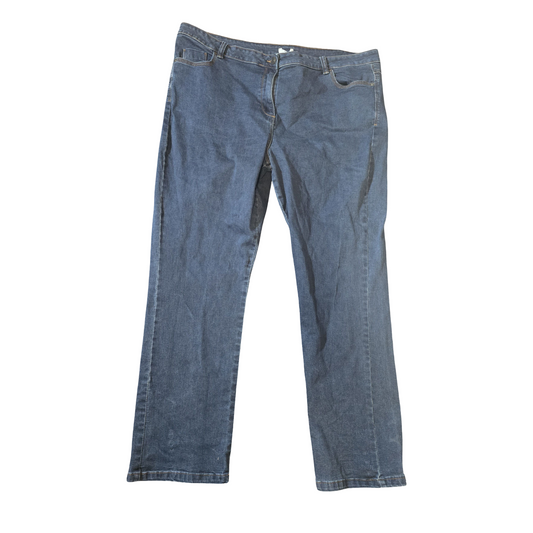 M&Co Blue Straight Leg Jeans – Size 22 Regular – Comfy Cotton Blend Denim