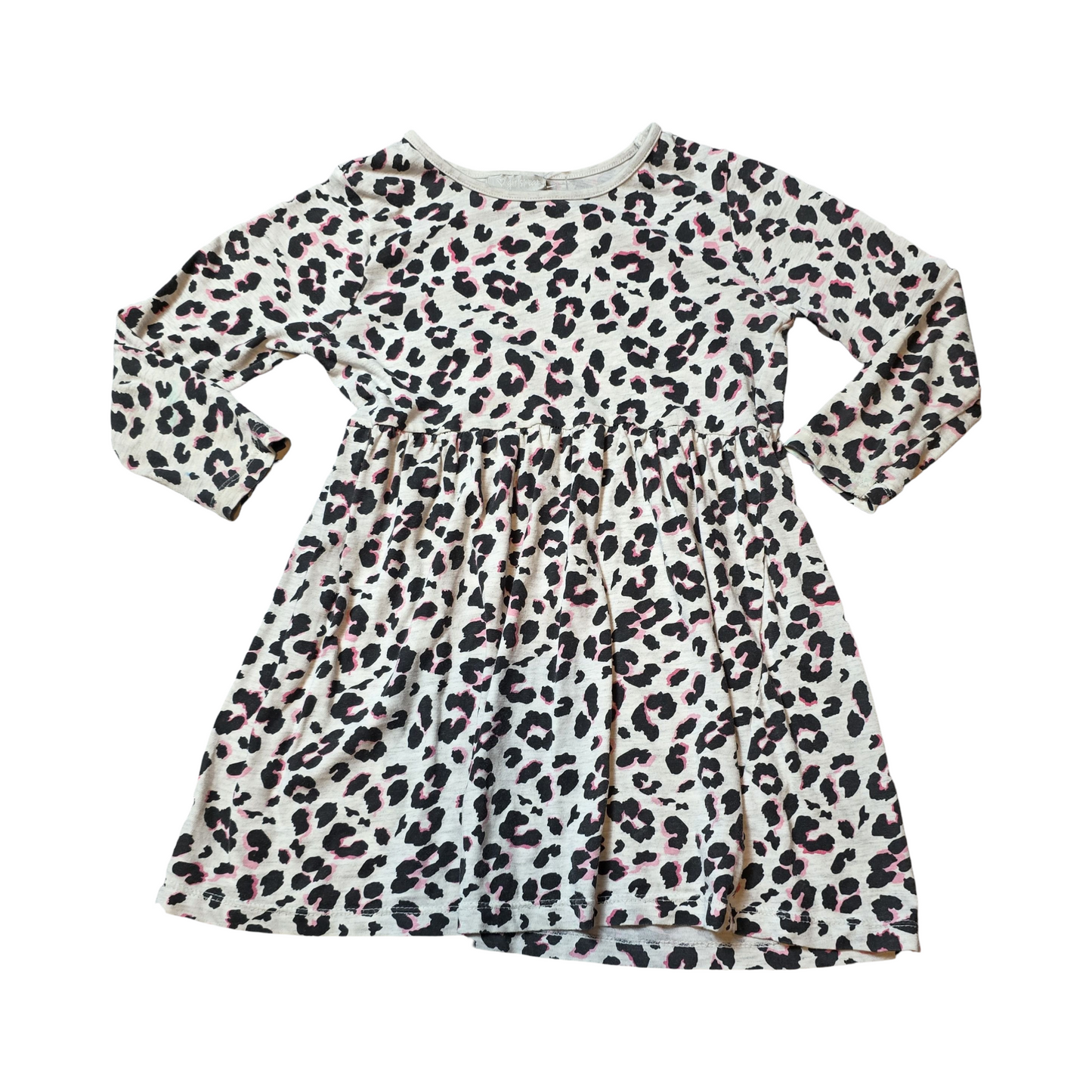 Matalan Grey, Black & Pink Animal Print Dress – Girls 4 Years – 100% Cotton