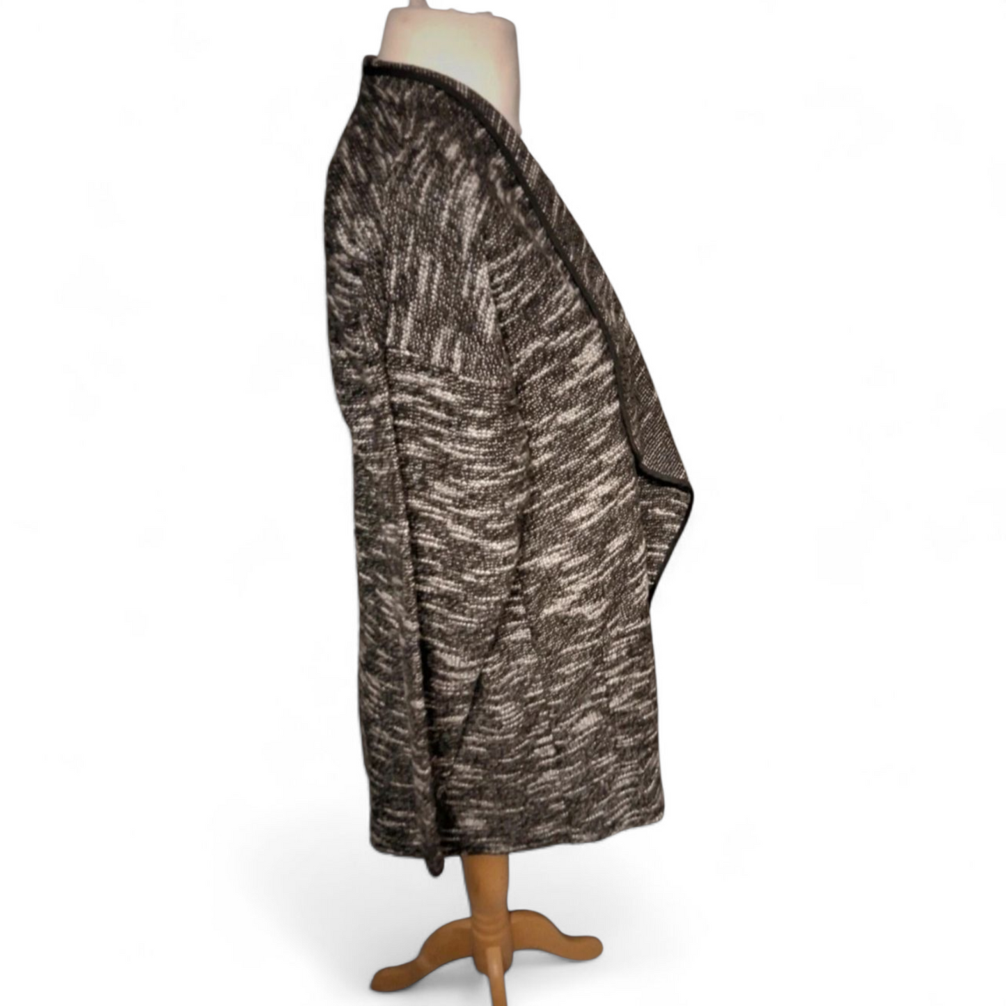 Matalan Black & White Marled Waterfall Cardigan – Size Small